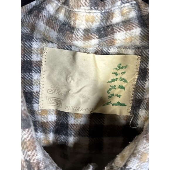 Vintage 70s Fieldmaster Flannel Shirt Sears Grunge Unique Button Up Adult Large - Picture 4 of 6